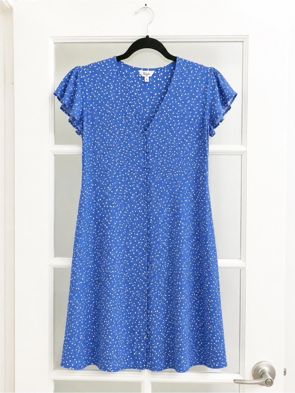 Rails Blue Helena V-Neck Short Flutter Sleeve Dress - Picture 2 of 5